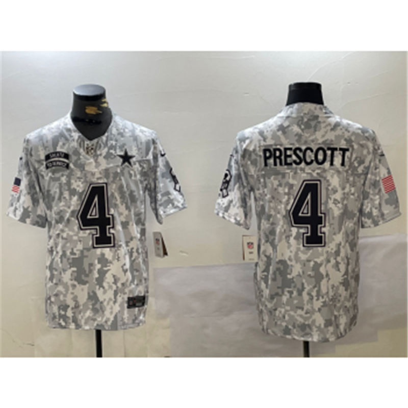 Nike Cowboys 4 Dak Prescott Arctic Camo 2024 F.U.S.E. Salute to Service Limited Jersey