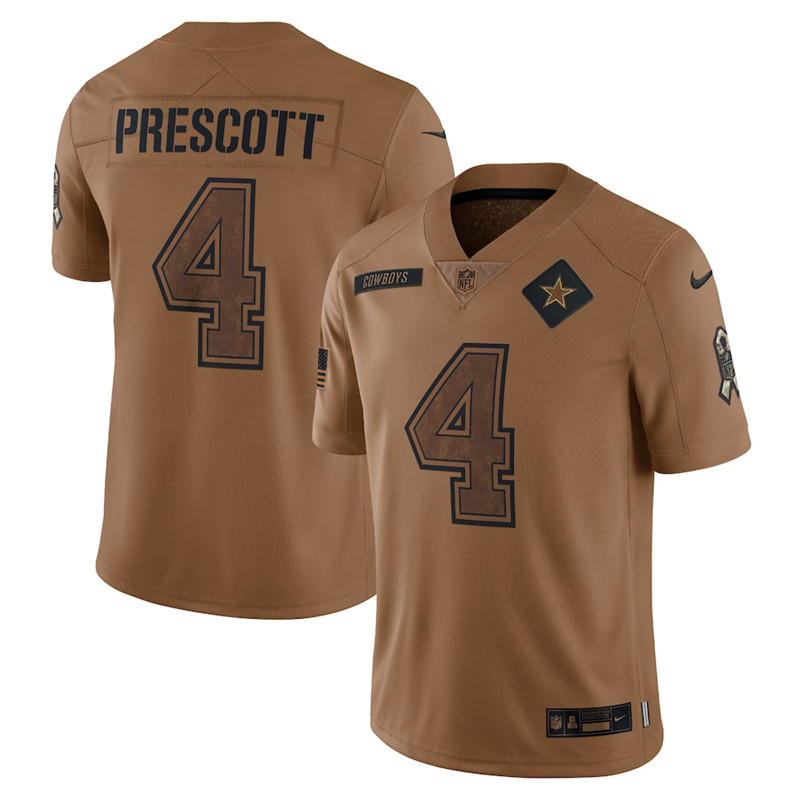 Nike Cowboys 4 Dak Prescott Brown 2023 Salute To Service Limited Jersey