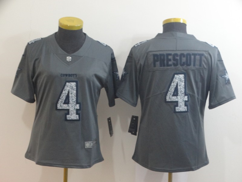 Nike Cowboys 4 Dak Prescott Gray Camo Women Vapor Untouchable Limited Jersey