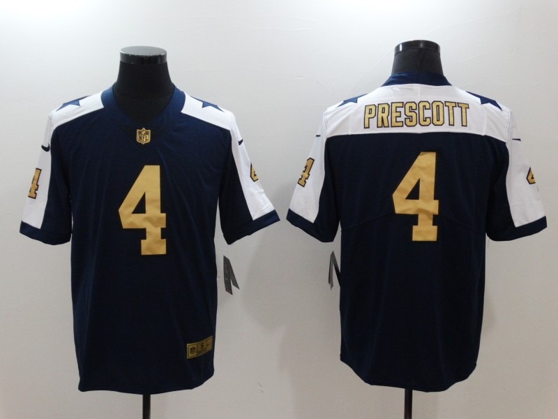  Cowboys 4 Dak Prescott Navy Gold Color Rush Limited Jersey