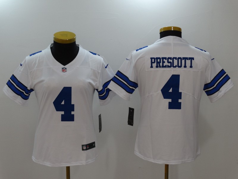  Cowboys 4 Dak Prescott White Women Vapor Untouchable Player Limited Jersey