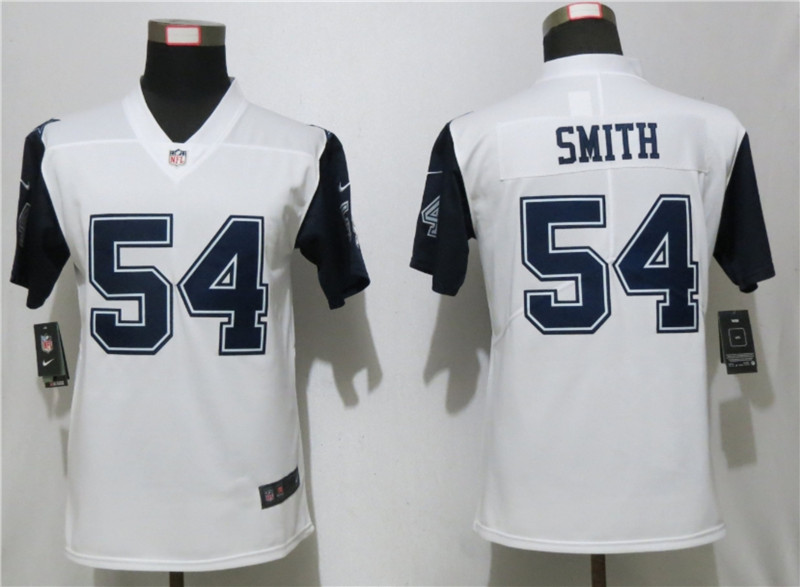 Nike Cowboys 54 Jaylon Smith White Throwback Women Vapor Untouchable Limited Jersey