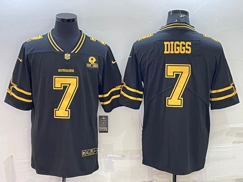 Nike Cowboys 7 Trevon Diggs Black Gold Vapor Limited Jersey