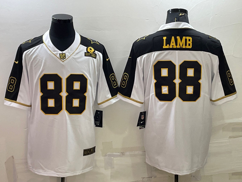 Nike Cowboys 88 CeeDee Lamb White Gold Est 1960 Patch Color Rush Limited Jersey
