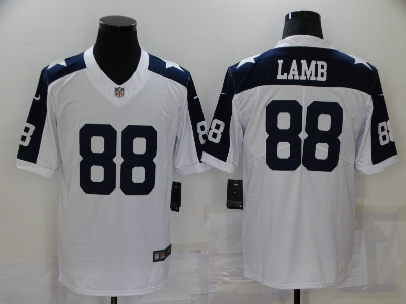 Nike Cowboys 88 Ceedee Lamb White Color Rush Throwback Limited Jersey