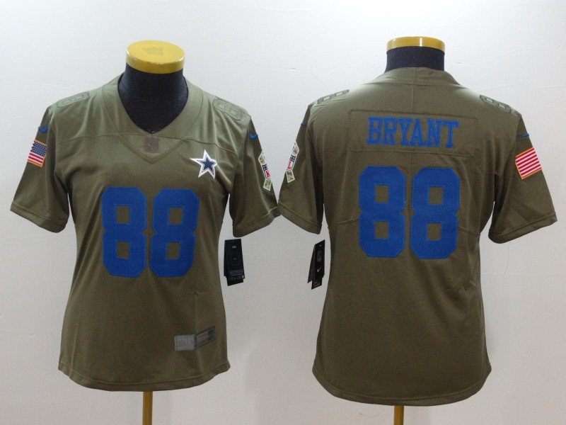  Cowboys 88 Dez Bryant Women Olive Salute To Service Limited Jersey