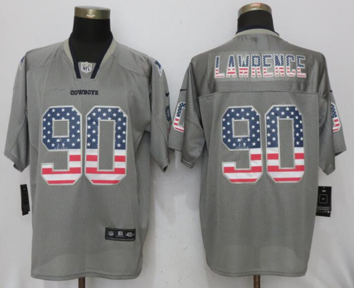  Cowboys 90 Lawrence USA Flag Fashion Gray Elite Jersey