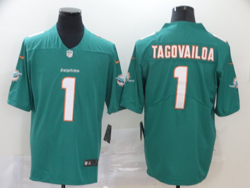 Nike Dolphins 1 Tua Tagovailoa Aqua 2020 NFL Draft First Round Pick Vapor Untouchable Limited Jersey