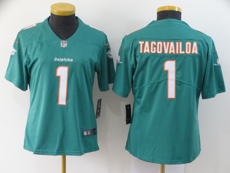 Nike Dolphins 1 Tua Tagovailoa Aqua Women 2020 NFL Draft First Round Pick Vapor Untouchable Limited Jersey