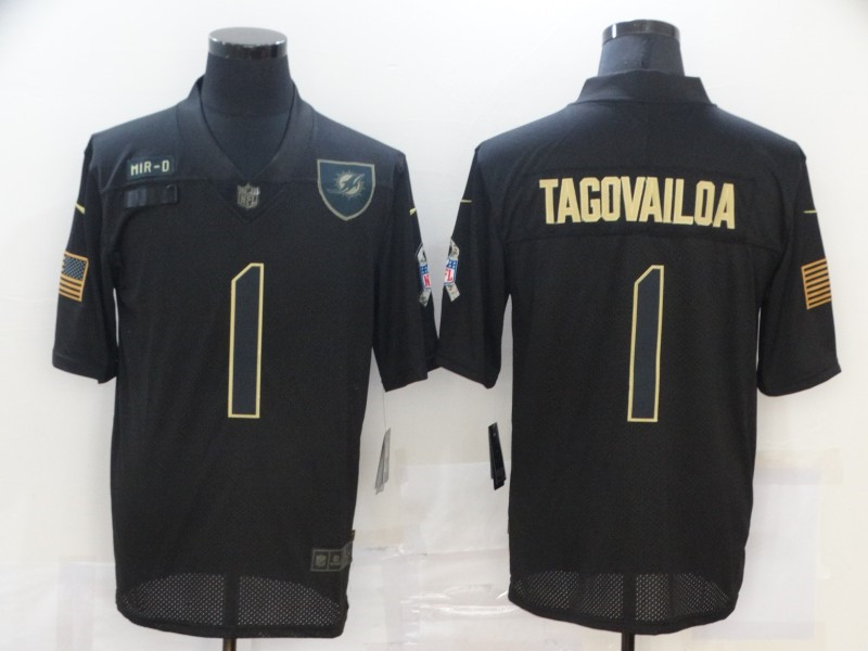 Nike Dolphins 1 Tua Tagovailoa Black 2020 Salute To Service Limited Jersey