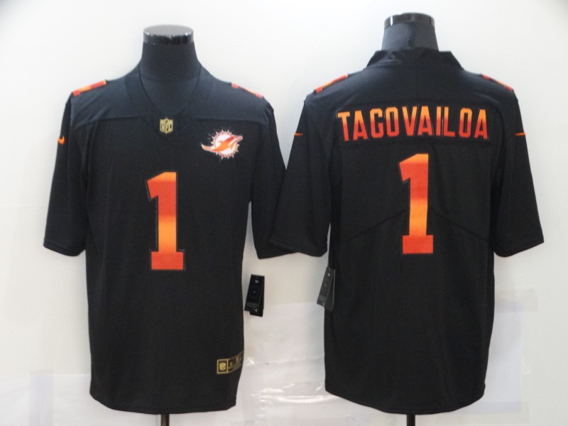 Nike Dolphins 1 Tua Tagovailoa Black Colorful Fashion Limited Jersey