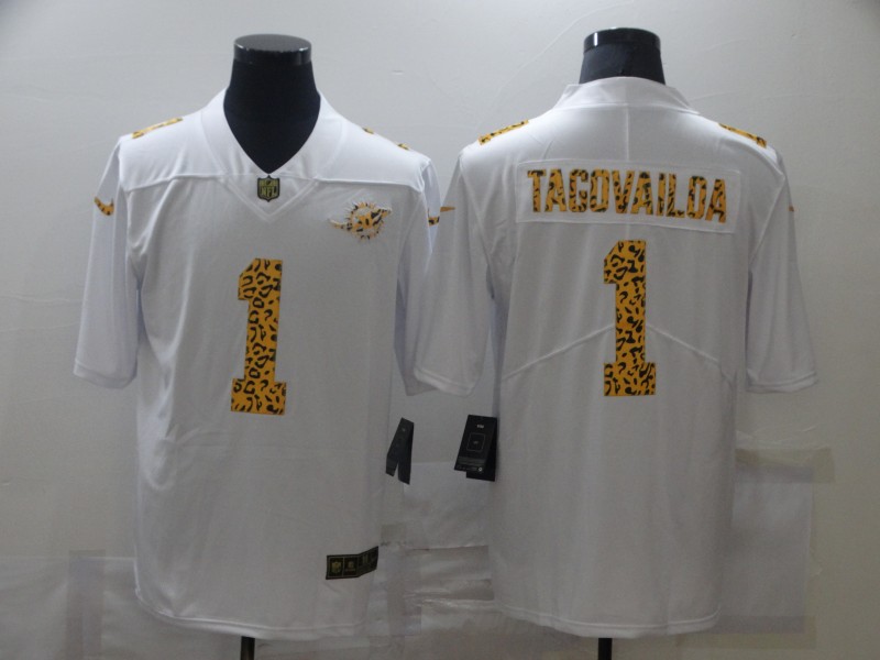 Nike Dolphins 1 Tua Tagovailoa White Leopard Vapor Untouchable Limited Jersey