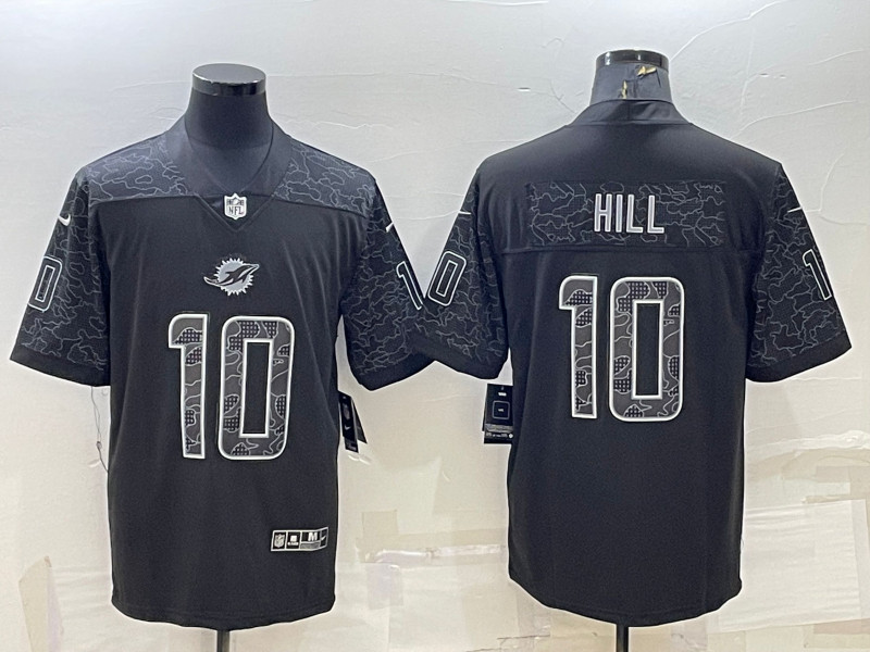 Nike Dolphins 10 Tyreek Hill Black RFLCTV Limited Jersey