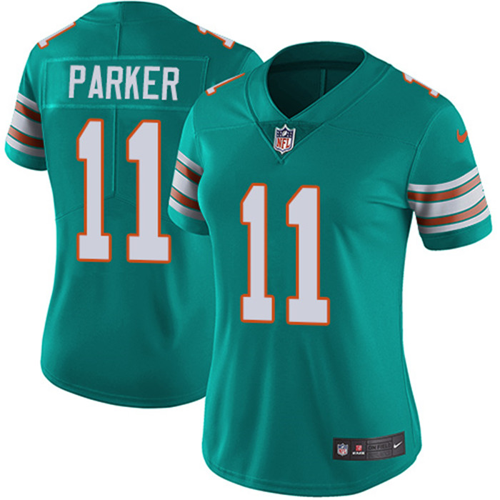  Dolphins 11 DeVante Parker Aqua Alternate Women Vapor Untouchable Limited Jersey