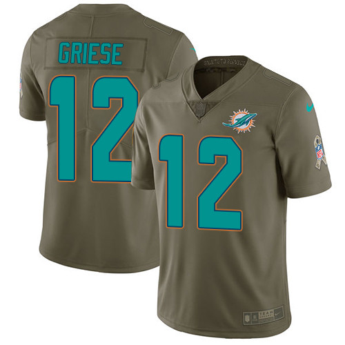  Dolphins 12 Bob Griese Olive Salute To Service Limited Jersey