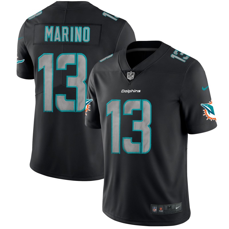  Dolphins 13 Dan Marino Black Impact Rush Limited Jersey