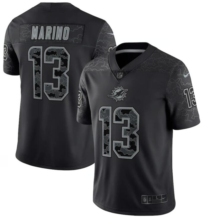 Nike Dolphins 13 Dan Marino Black RFLCTV Limited Jersey