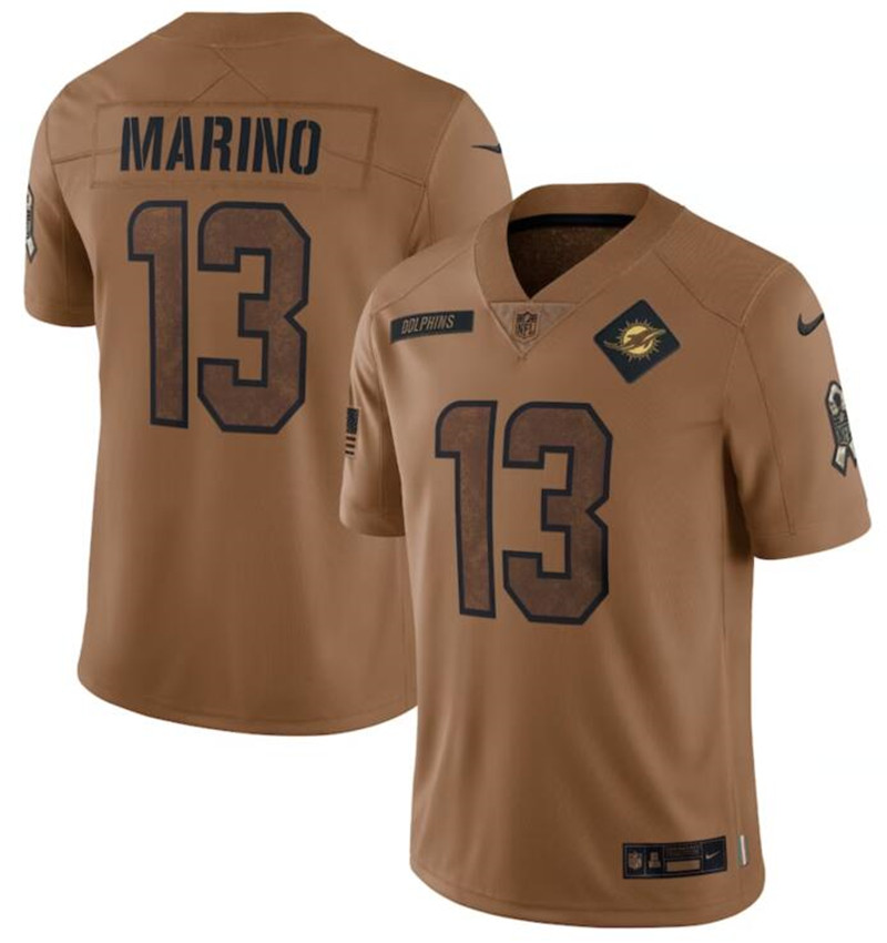 Nike Dolphins 13 Dan Marino Brown Brown 2023 Salute To Service Limited Jersey