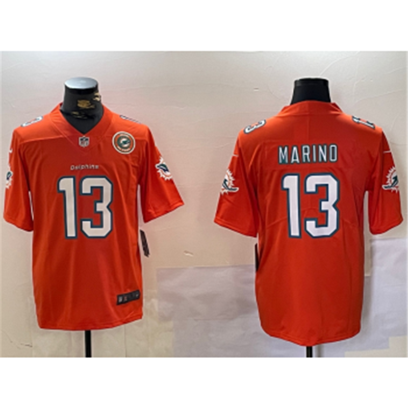 Nike Dolphins 13 Dan Marino Orange Team Logo Vapor Limited Jersey