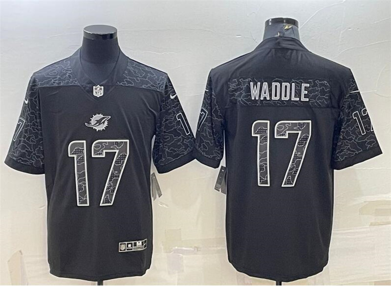 Nike Dolphins 17 Jaylen Waddle Black Reflective Vapor Limited Jersey