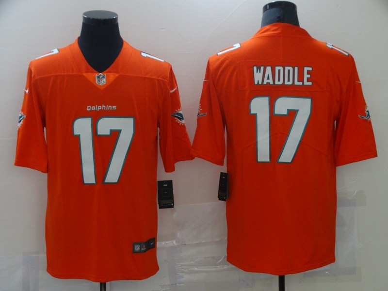 Nike Dolphins 17 Jaylen Waddle Orange Vapor Limited Jersey