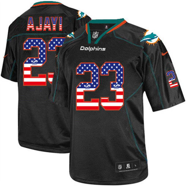  Dolphins 23 Jay Ajayi Black USA Flag Fashion Elite Jersey