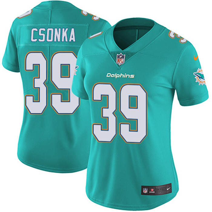  Dolphins 39 Larry Csonka Aqua Women Vapor Untouchable Limited Jersey