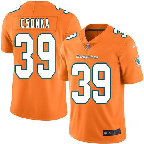  Dolphins 39 Larry Csonka Orange Vapor Untouchable Limited Jersey