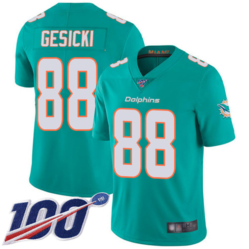 Nike Dolphins 88 Mike Gesicki Aqua 100th Season Vapor Untouchable Limited Jersey