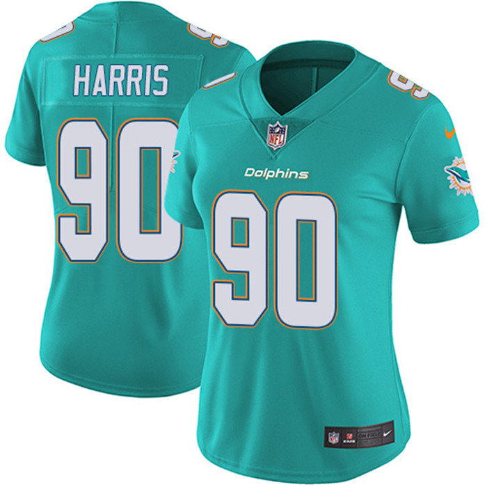  Dolphins 90 Charles Harris Aqua Women Vapor Untouchable Limited Jersey