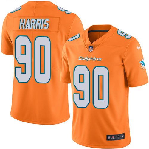  Dolphins 90 Charles Harris Orange Vapor Untouchable Limited Jersey