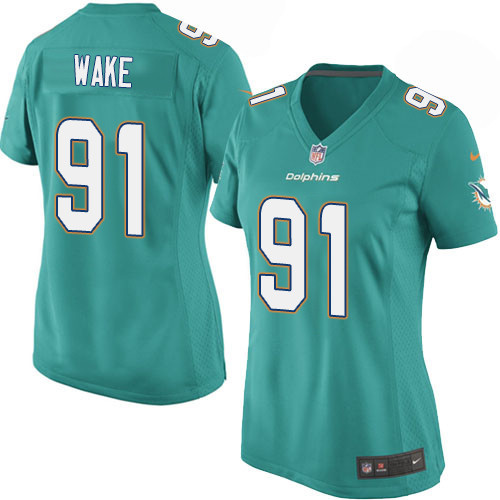  Dolphins 91 Cameron Wake Aqua Women Game Jersey