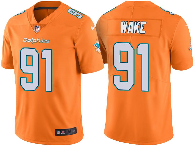  Dolphins 91 Cameron Wake Orange Vapor Untouchable Limited Jersey