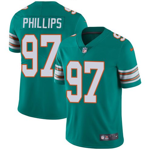  Dolphins 97 Jordan Phillips Aqua Throwback Vapor Untouchable Limited Jersey