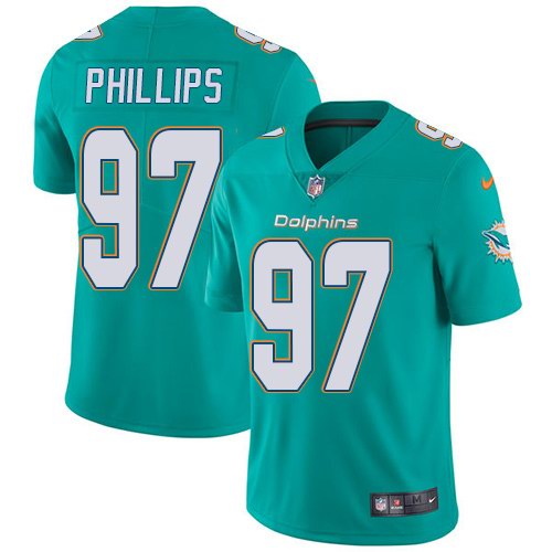  Dolphins 97 Jordan Phillips Aqua Vapor Untouchable Limited Jersey