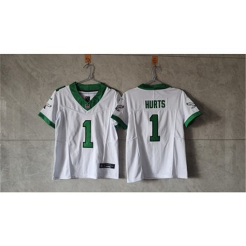 Nike Eagles 1 Jalen Hurts White Green F.U.S.E Vapor Limited Women Jersey