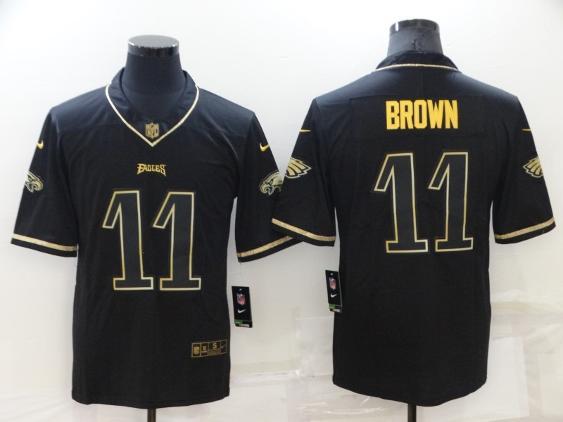 Nike Eagles 11 A. J. Brown Black Gold Vapor Untouchable Limited Jersey