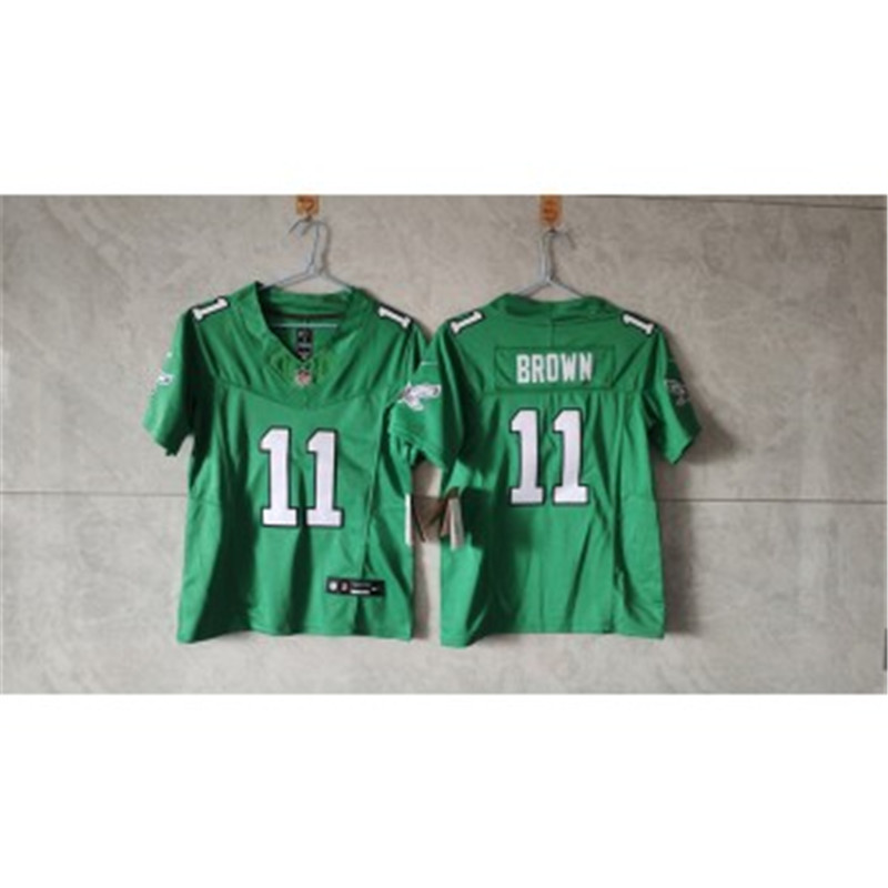 Nike Eagles 11 A. J. Brown Kelly Green F.U.S.E Vapor Limited Women Jersey