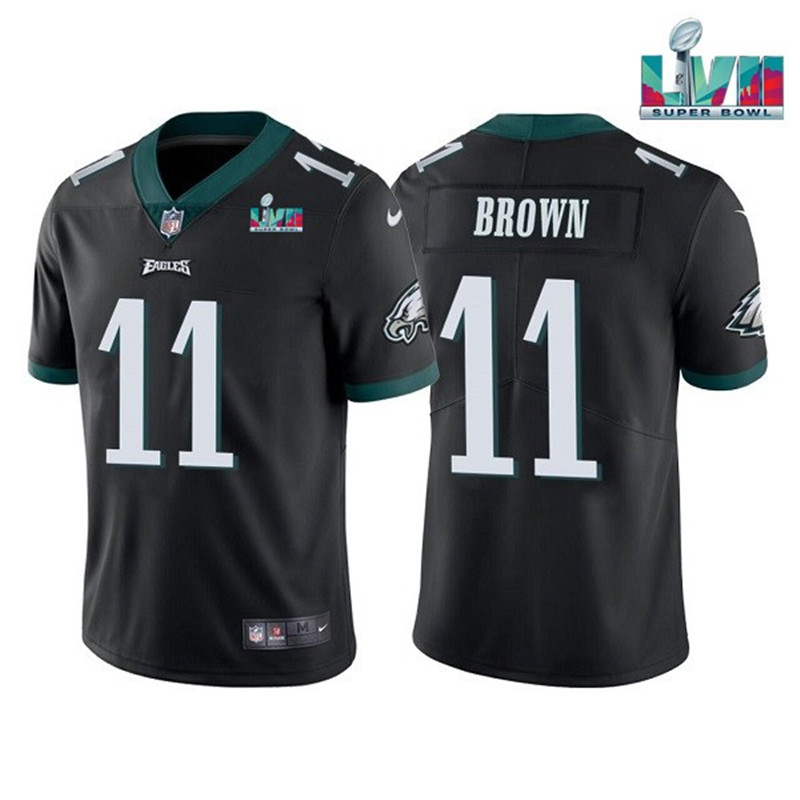 Nike Eagles 11 A.J. Brown Black 2023 Super Bowl LVII Vapor Limited Jersey