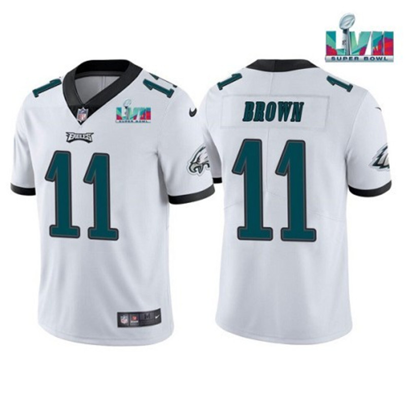 Nike Eagles 11 A.J. Brown White 2023 Super Bowl LVII Vapor Limited Jersey