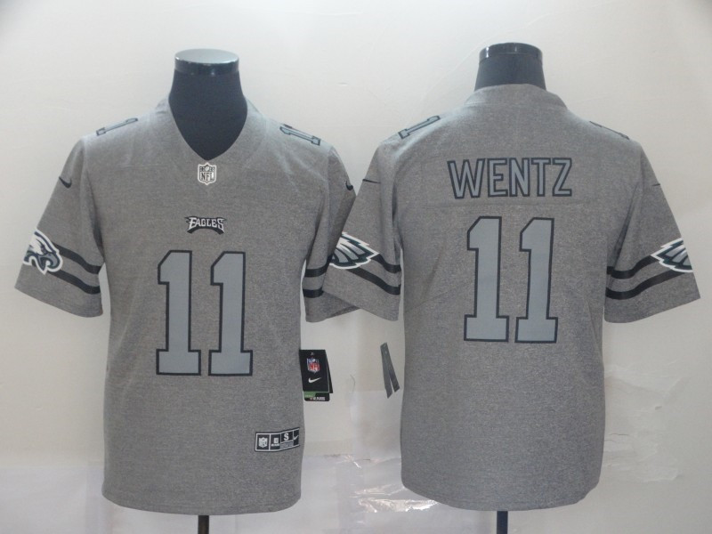 Nike Eagles 11 Carson Wentz 2019 Gray Gridiron Gray Vapor Untouchable Limited Jersey