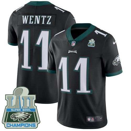  Eagles 11 Carson Wentz Black 2018 Super Bowl Champions Vapor Untouchable Player Limited Jersey