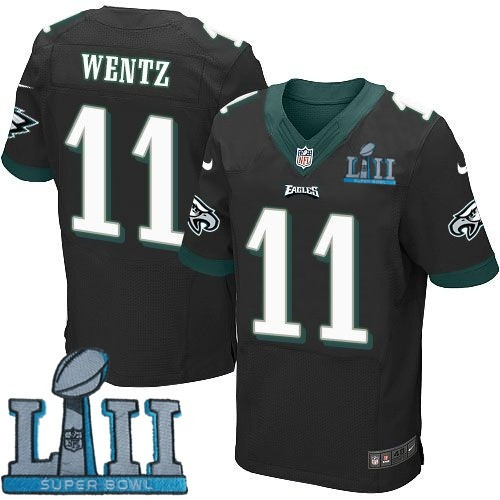  Eagles 11 Carson Wentz Black 2018 Super Bowl LII Elite Jersey