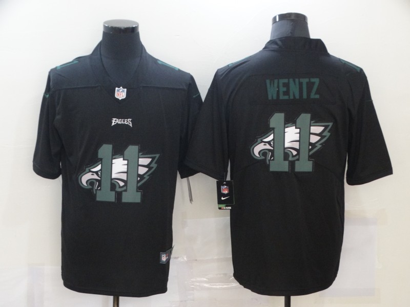 Nike Eagles 11 Carson Wentz Black Shadow Logo Limited Jersey