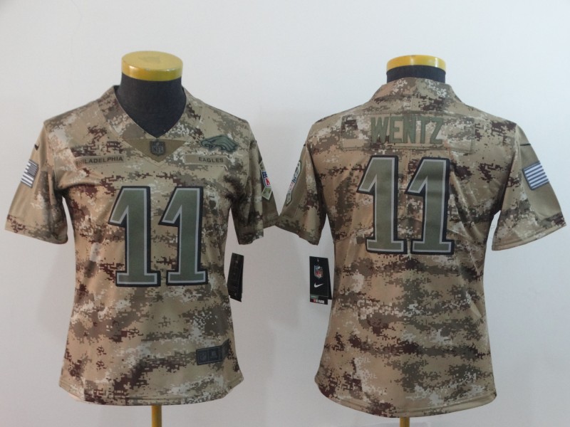  Eagles 11 Carson Wentz Camo Camo Women Salute To Service Limited Jersey