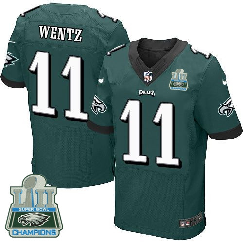  Eagles 11 Carson Wentz Green 2018 Super Bowl Champions Elite Jersey