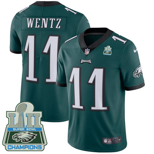  Eagles 11 Carson Wentz Green 2018 Super Bowl Champions Vapor Untouchable Player Limited Jersey