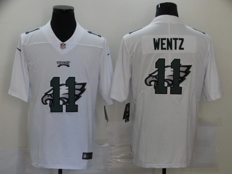 Nike Eagles 11 Carson Wentz White Shadow Logo Limited Jersey