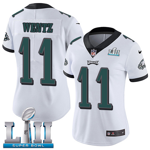  Eagles 11 Carson Wentz White Women 2018 Super Bowl LII Vapor Untouchable Player Limited Jersey