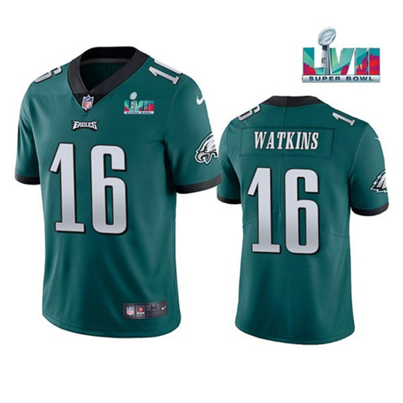 Nike Eagles 16 Quez Watkins Green 2023 Super Bowl LVII Vapor Limited Jersey